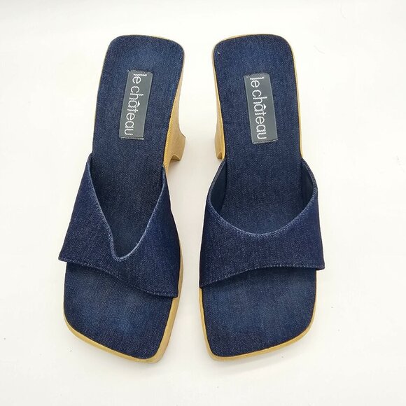 Le Chateau Women's Platform Chunky Heel Jean Slip On, Size 6 - Picture 12 of 14